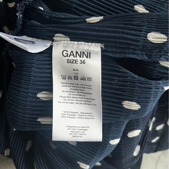 GANNI Navy Polka Dot Ruffle Blouse SIze 36 - Picture 7 of 8
